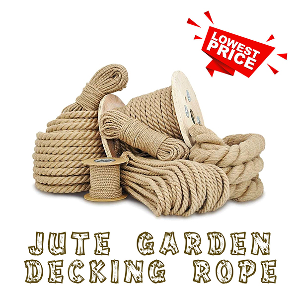 Natural Jute Rope Twisted Hessian Braided Decking Garden Boating Sash 